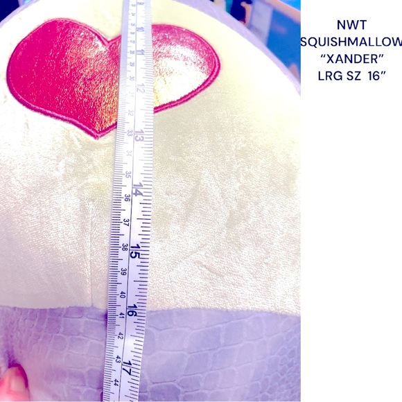 NWT SQUISHMALLOW “XANDER THE DINOSAUR ” LRG SZ-16”VALENTINES DAY EDITION RETIRED - Picture 10 of 10